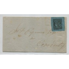 ARGENTINA 1856 GJ 1 CORRIENTES CARTA PLIEGO CIRCULADO A LA CAPITAL CON LA PRIMER ESTAMPILLA ARGENTINA TIPO 8 DE LA PLANCHA, MUY LINDA PIEZA U$ 450